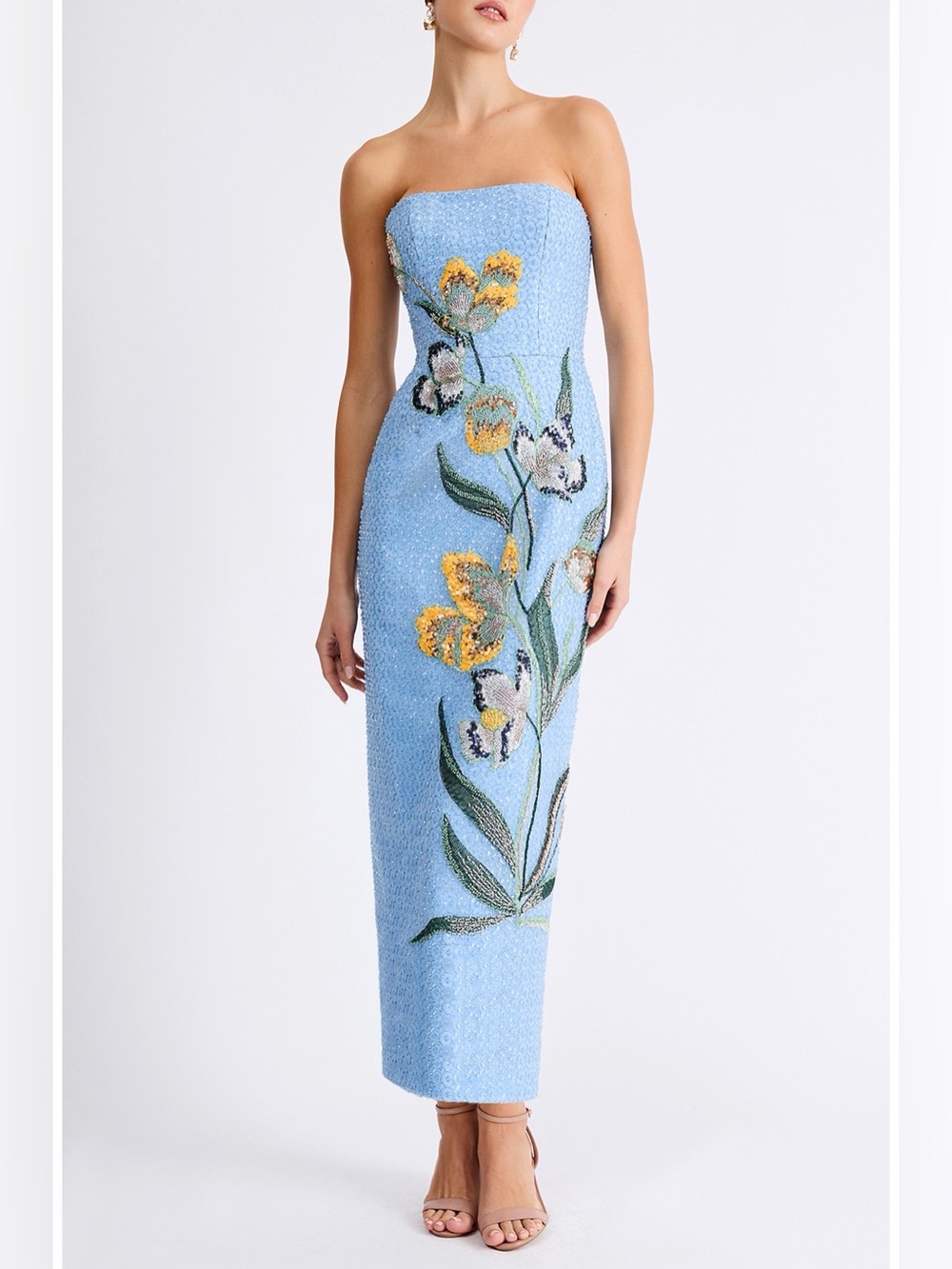 HELSI Sofia Beaded Strapless Sheath Maxi Dress